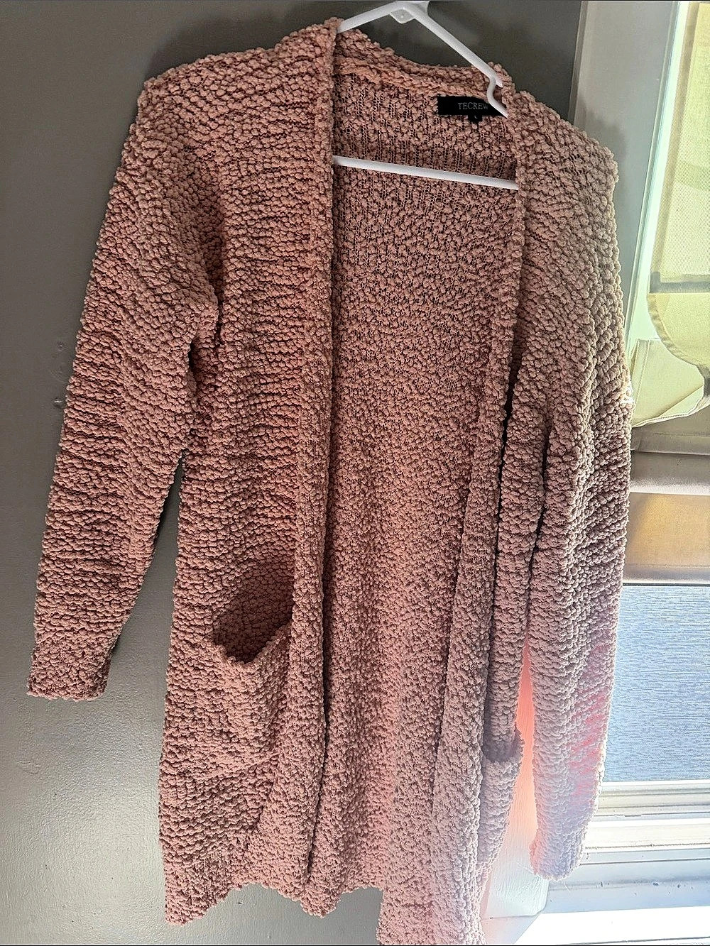Tecrew Women's Fuzzy Popcorn Cardigan Open Front Sweater with Pockets Fuzzy